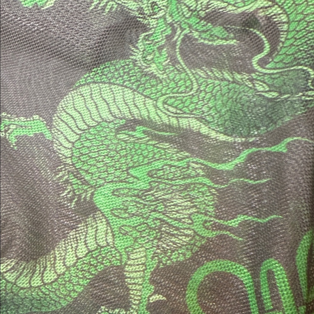 SHEIN Green Dragon Print Mesh Crop Top Size Large - Picture 5 of 5